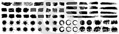 Set different black splash, collection brush strokes â€“ vector Vector Illustration